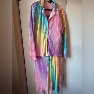 Dressed In Lala Rainbow Plisse Set